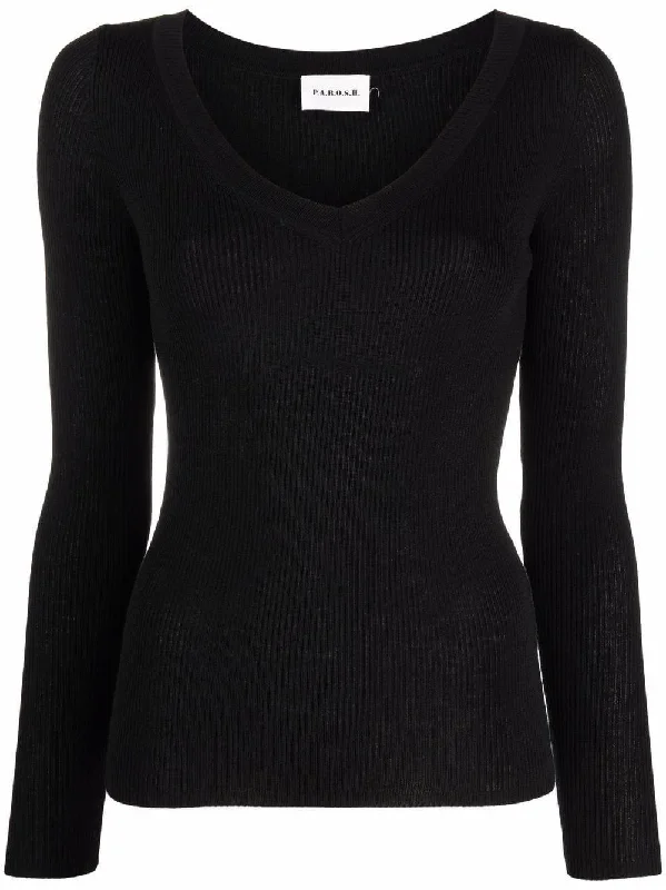 PAROSH v-neck jumper Embroidered Appliqued Beaded