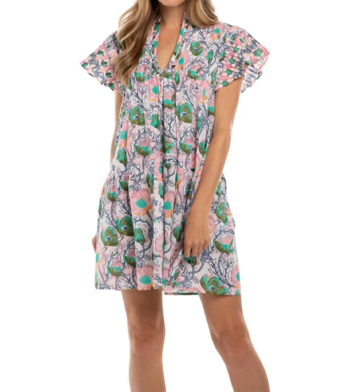 Paola Dress In Multi Pink