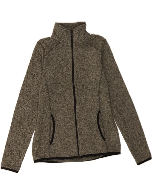 EDDIE BAUER Womens Tracksuit Top Jacket UK 10 Small Grey Flecked Polyester Striped Jacket Polka Dot Jacket Floral Jacket