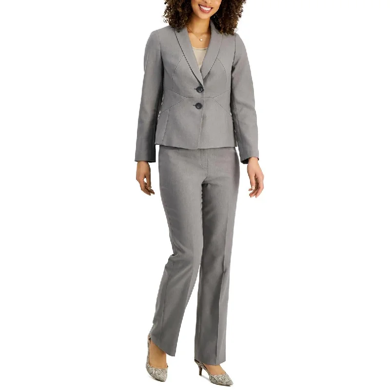 Le Suit Womens Petites Mid-Rise Office Trouser Pants Chinos Cotton Straight Leg