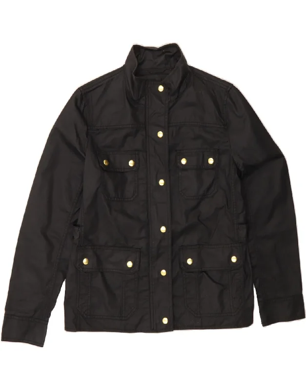 J. CREW Womens Utility Jacket UK 14 Medium Black Cotton Notch Collar Peter Pan Collar Cowl Neck J. CREW Womens Utility Jacket UK 14 Medium Black Cotton Notch Collar Peter Pan Collar Cowl Neck