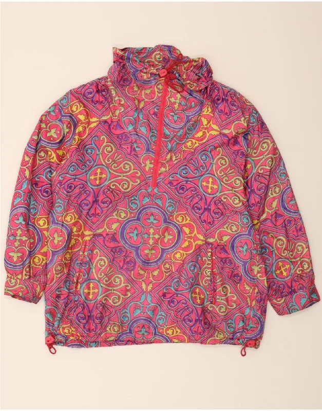KLEPPER Womens Pullover Windbreaker Jacket EU 40 Medium Pink Paisley Knit Jacket Woven Jacket Fleece Jacket