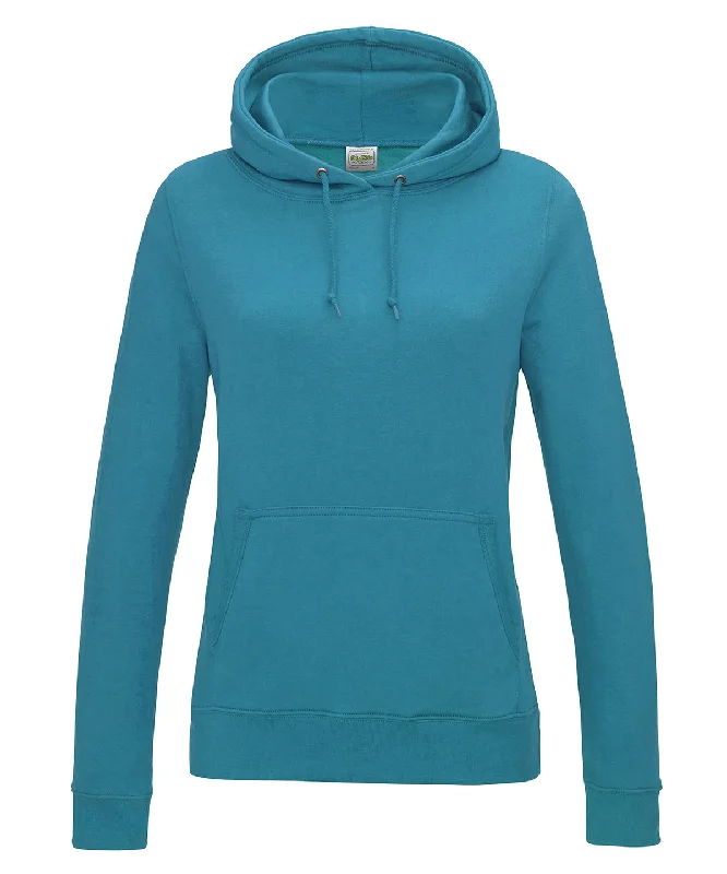 Hawaiian Blue - Women's College Hoodie Hoodie with Hem Fringe Bohemian Relaxed