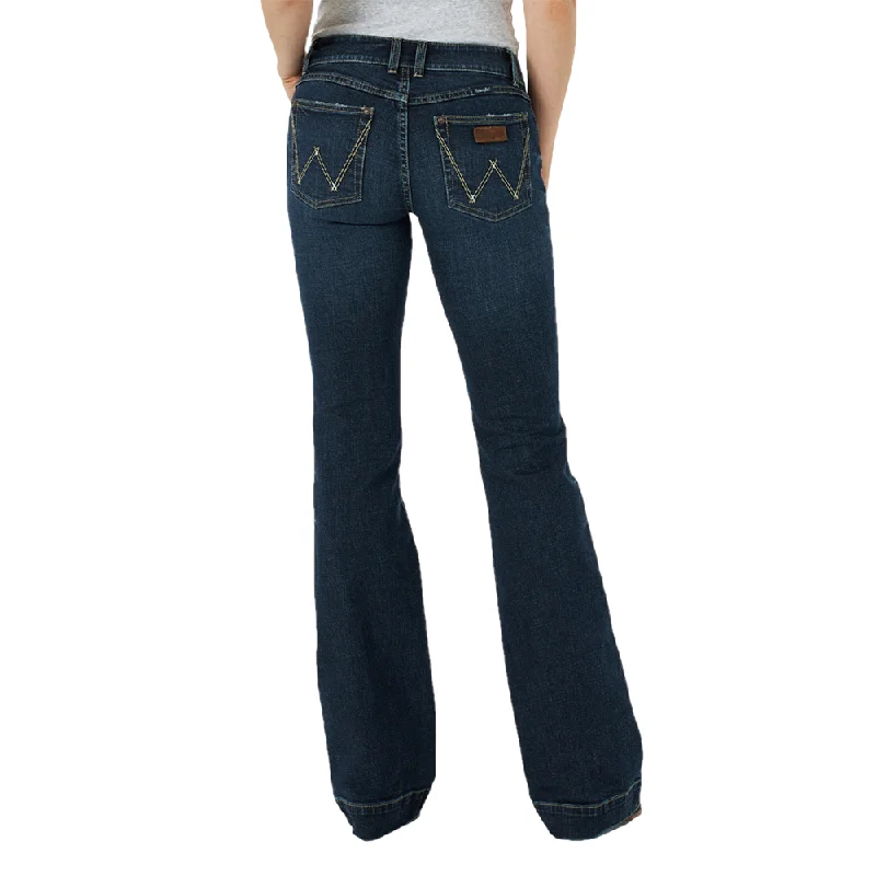 Wrangler Ladies Retro® Mid Rise Mae Trouser Dark Wash Jeans 09MWWNS Trousers versatile all-occasion