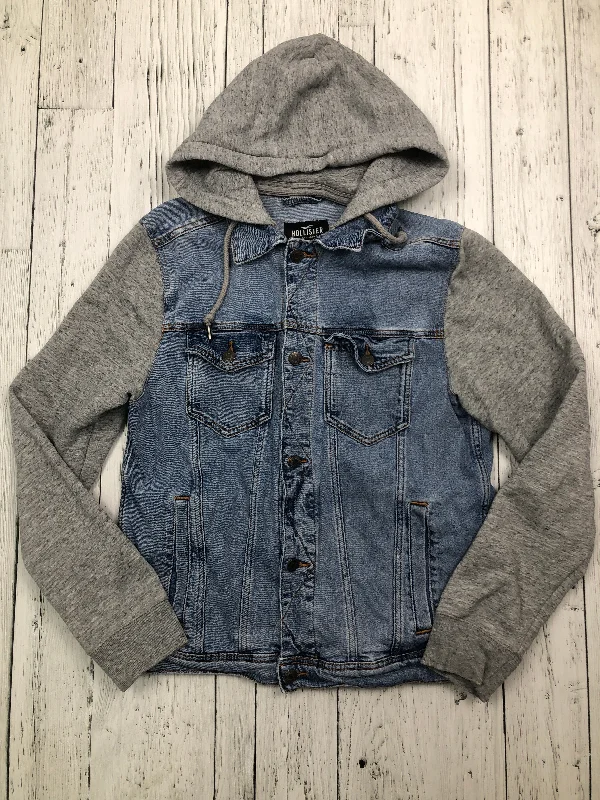 Hollister blue denim hooded jacket - Hers M Trench Coat Raincoat Waterproof Jacket