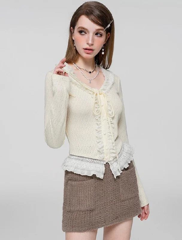 Waist Slimming Strappy Lace Sweater WAE0020 Bright Pastel Dark