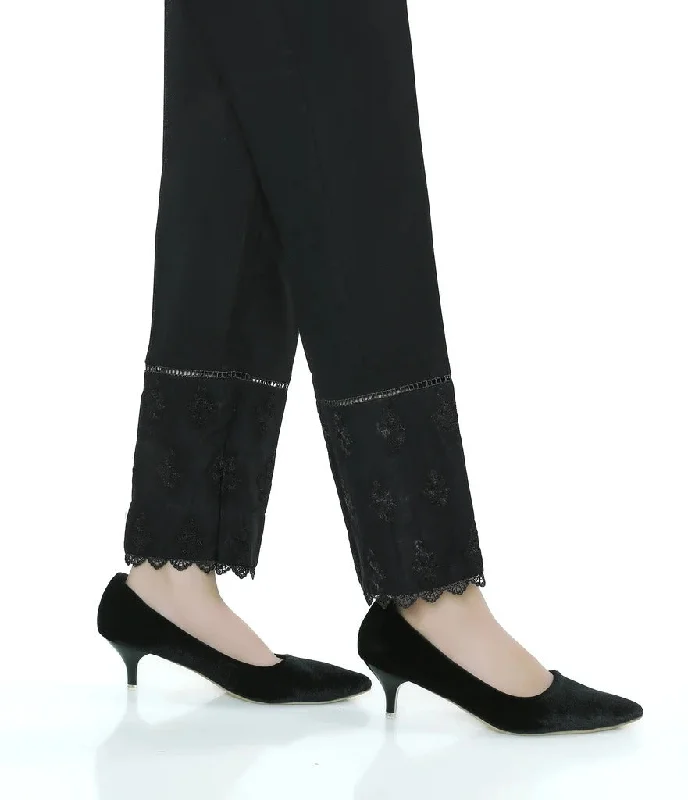 Lakhany 01 Piece Embroidered Stitched Trousers LSM-T-1623-Black Skinny Trousers Denim Stretchy