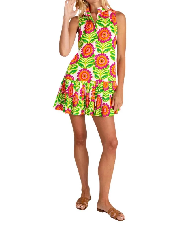 Bella Dress In White Sunflower