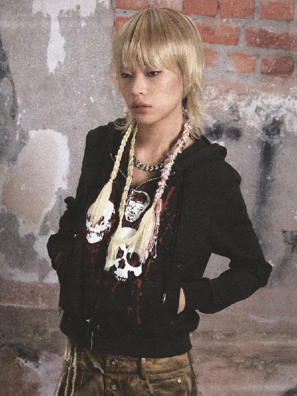 Over Sized Studded Skull Print Hoodie【s0000003434】 Hoodie with Rhinestones Sparkly Elegant Over Sized Studded Skull Print Hoodie【s0000003434】 Hoodie with Rhinestones Sparkly Elegant