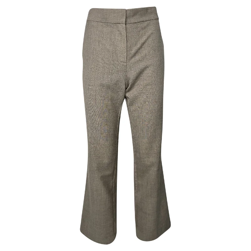 The Row High-Rise Flared Trousers in Beige Wool Trousers Yoga Stretchy