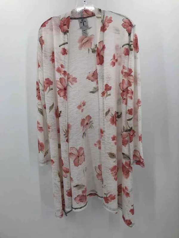 Pre-Owned Rain + Rose White Size Medium Floral Cardigan Sweater Fitted Loose Oversized Pre-Owned Rain + Rose White Size Medium Floral Cardigan Sweater Fitted Loose Oversized