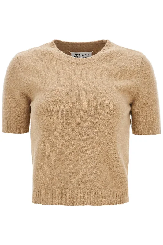 Wool Crewneck Sweater  - Beige Mesh Sweater Canvas Denim