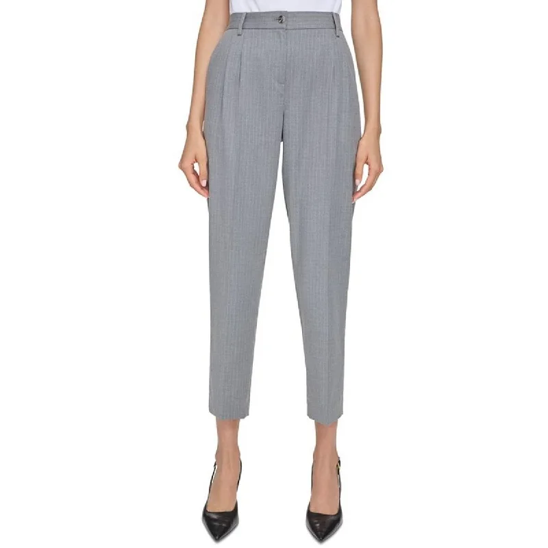 Calvin Klein Womens Pleated Pin Stripe Trouser Pants Trousers Fall Fleece