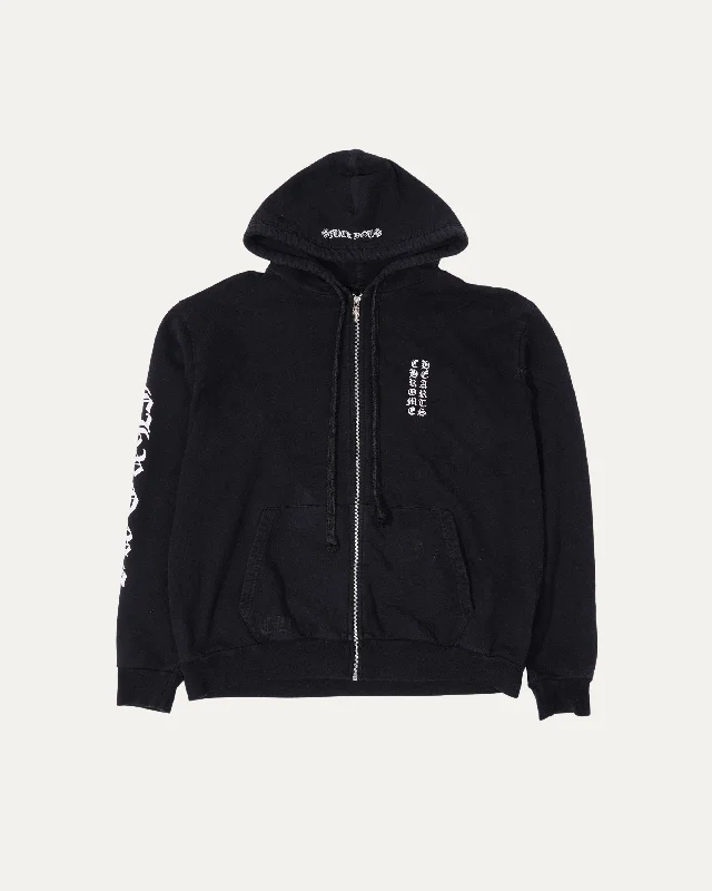Vertical Logo Zip Up Hoodie Hoodie with V-Neck Classic Versatile