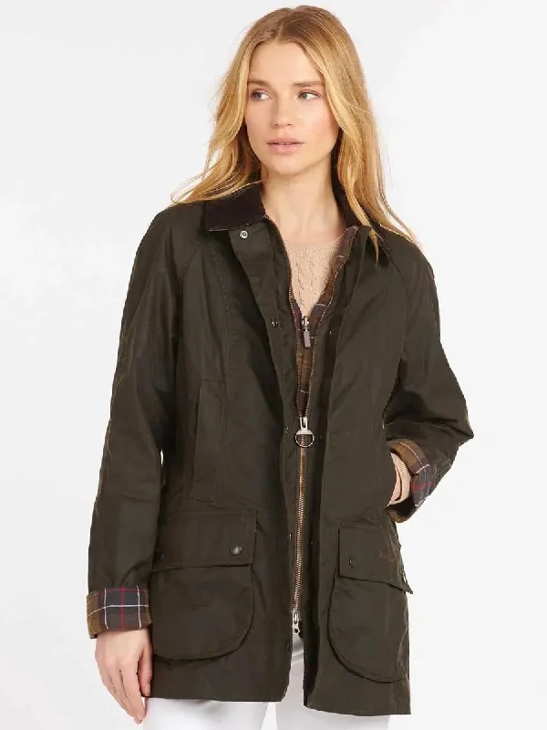 BARBOUR Classic Beadnell Wax Jacket - Womens - Olive Print Jacket Jacquard Jacket Patchwork Jacket