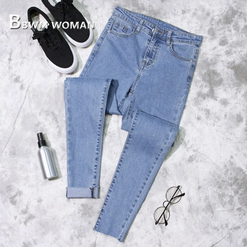 2019 Spring Slim Tight Women Jeans 3 Color Can Choose Female Trousers Pants Trousers Favorite Customer