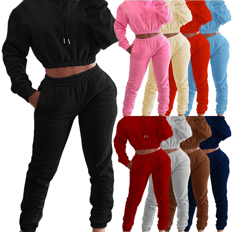 Fleece-Lined Hoodie Jogger Pants Two-Piece Set(CL10890) Hoodie with Slit Hem Functional Movement Fleece-Lined Hoodie Jogger Pants Two-Piece Set(CL10890) Hoodie with Slit Hem Functional Movement