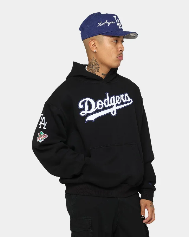 New Era Los Angeles Dodgers Lockstitch Script Hoodie Black Hoodie with Snap Buttons Easy Quick New Era Los Angeles Dodgers Lockstitch Script Hoodie Black Hoodie with Snap Buttons Easy Quick