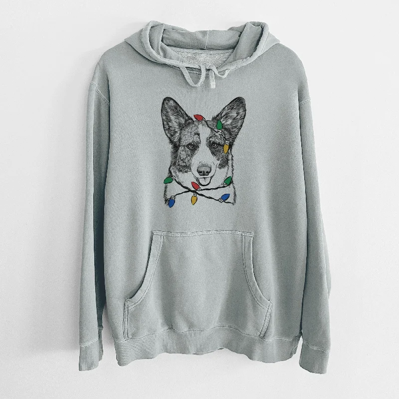 Christmas Lights Gabby the Cardigan Welsh Corgi - Unisex Pigment Dyed Hoodie Casual Formal Business Christmas Lights Gabby the Cardigan Welsh Corgi - Unisex Pigment Dyed Hoodie Casual Formal Business