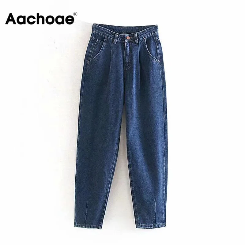 Aachoae Jeans Women 2020 Loose Casual Harem Pants Boyfriends Mom Jeans Streetwear Denim Pants Pleated Trousers Slouchy Jeans Trousers Hiking Durable