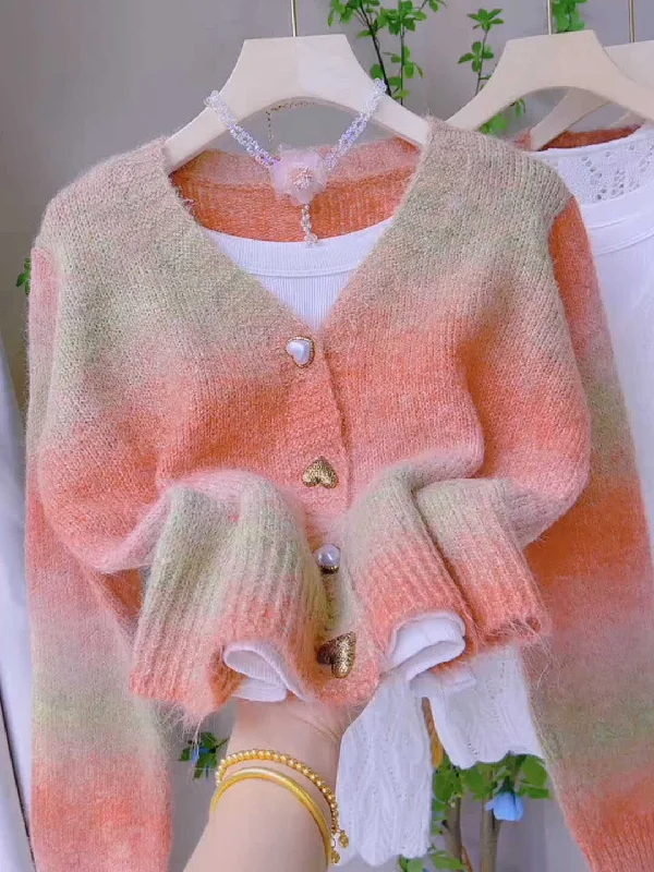 Soft Fluffy Heart Buttons Pastel Cardigan Lightweight Heavyweight Midweight