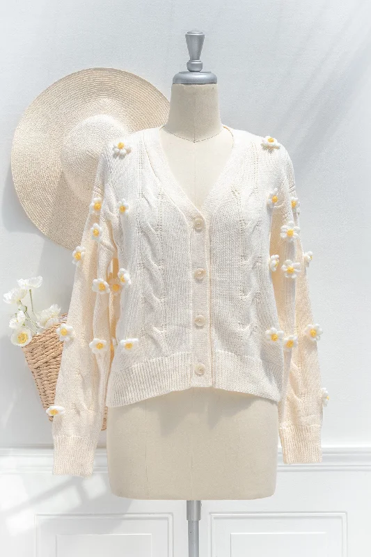 Daisy Chains Cardigan Sweater Silk Blend Satin Velvet