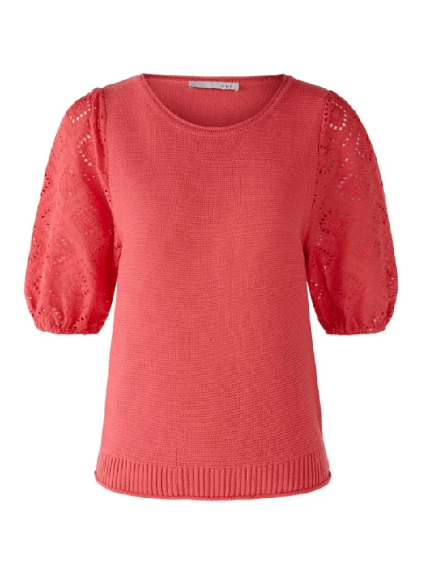 Oui Coral Pink Jumper 78654 3538 Sequined Glittery Shiny