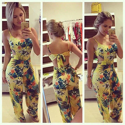 Ladies Fashion Clubwear Playsuit Bodycon Party Jumpsuit Romper Trousers Trousers Solid Black