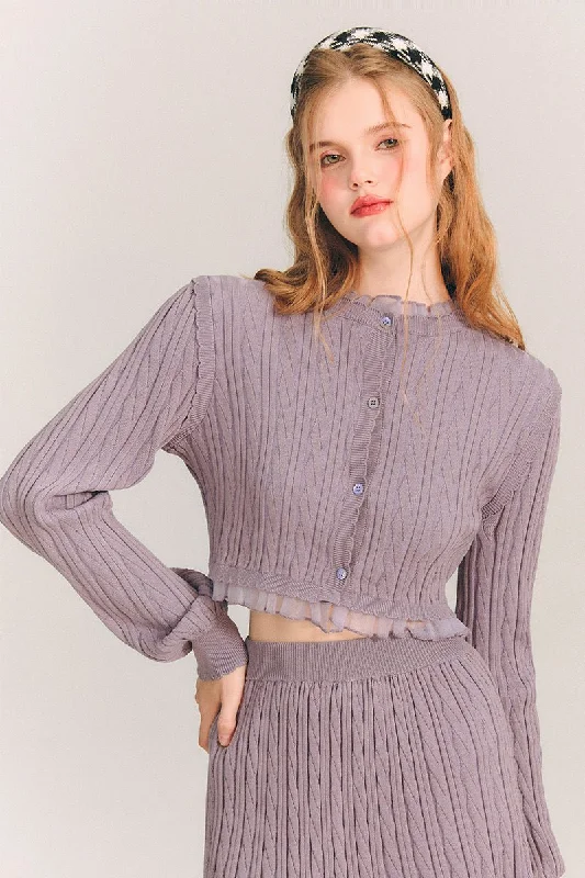 Cropped Mock-Neck Knit Sweater and Mini Skirt GRO0008 Cashmere Blend Cotton Blend Poly Blend