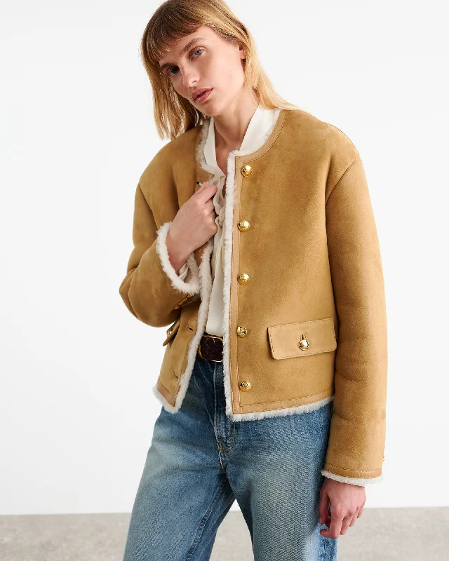 ZANIE SHEARLING JACKET Front Pockets Side Pockets Patch Pockets