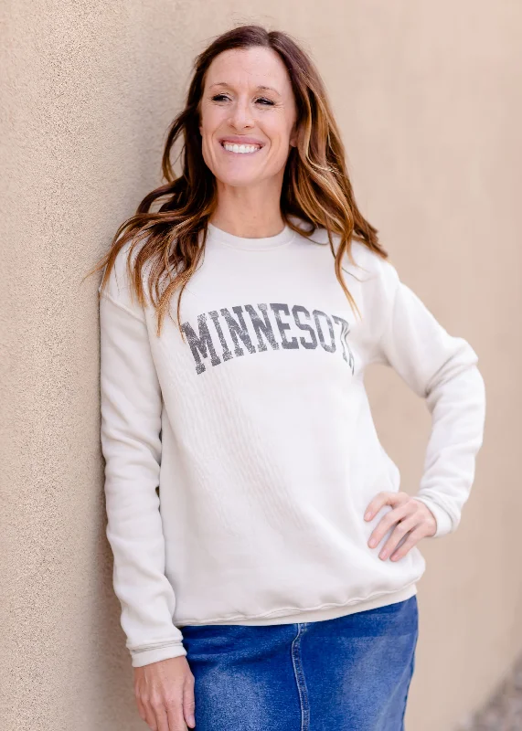 Cream Minnesota Crewneck Sweatshirt - FINAL SALE Hoodie with Illustration Artistic Creative Cream Minnesota Crewneck Sweatshirt - FINAL SALE Hoodie with Illustration Artistic Creative
