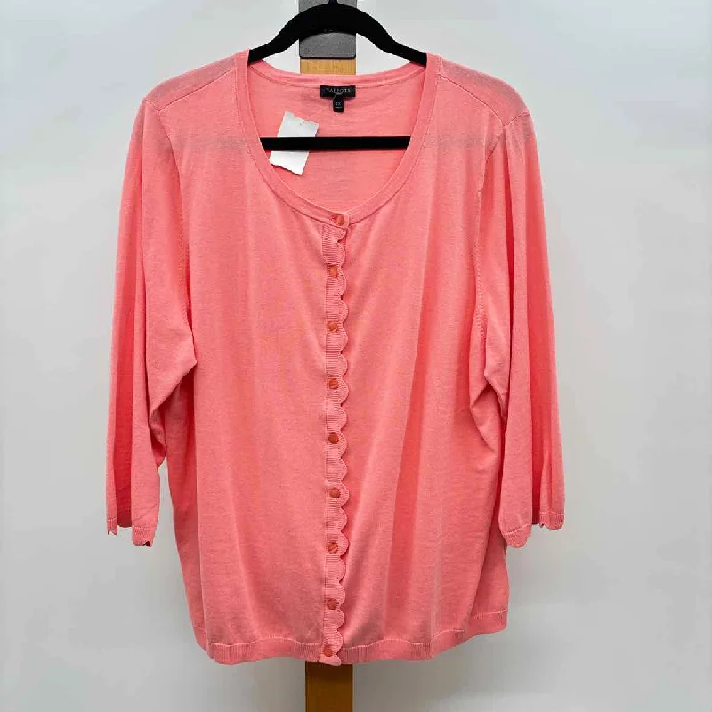 Talbots Women's Size 2X Peach Solid Cardigan Welt Pockets Slit Pockets Flap Pockets