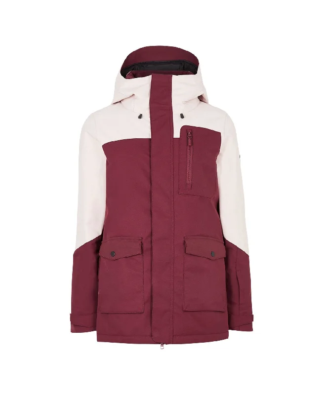 Women's Utility Snow Jacket - Windsor Wine Colour Block Front Pockets Side Pockets Patch Pockets