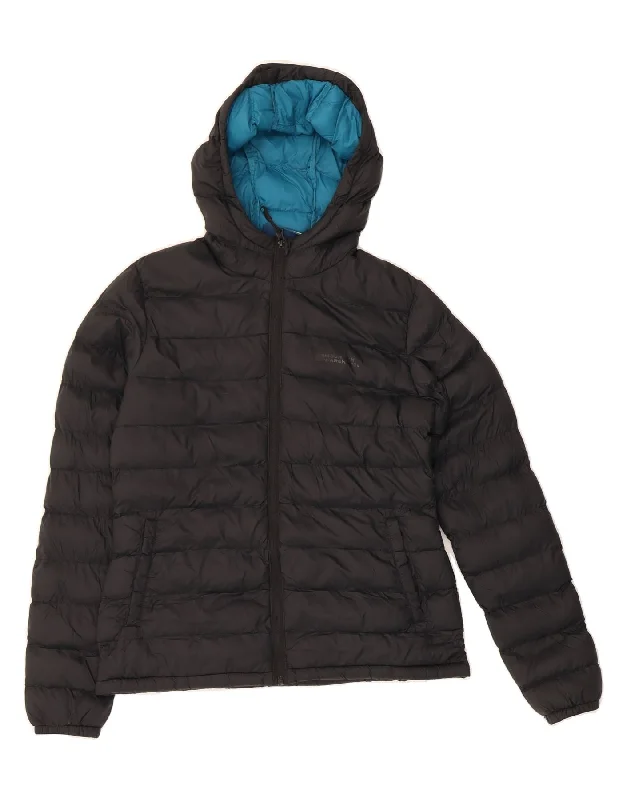 MOUNTAIN WAREHOUSE Womens Hooded Padded Jacket UK 10 Small Black Nylon Rayon Jacket Velvet Jacket Corduroy Jacket