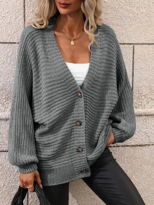 CLASSY SOLID COLOR KNITTED CARDIGAN LOOSE SWEATER Knit Fabric Woven Fabric Fleece Fabric