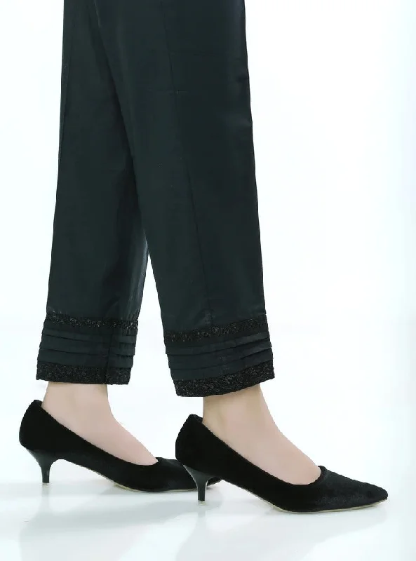 Lakhany 01 Piece Embroidered Stitched Trousers LSM-T-1608-Black Trousers Palazzo Wide Leg