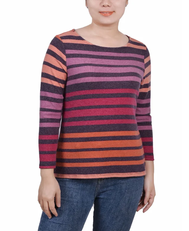 NY Collection Petite 3/4 Sleeve Pullover Top Set Sleeve Pullover
