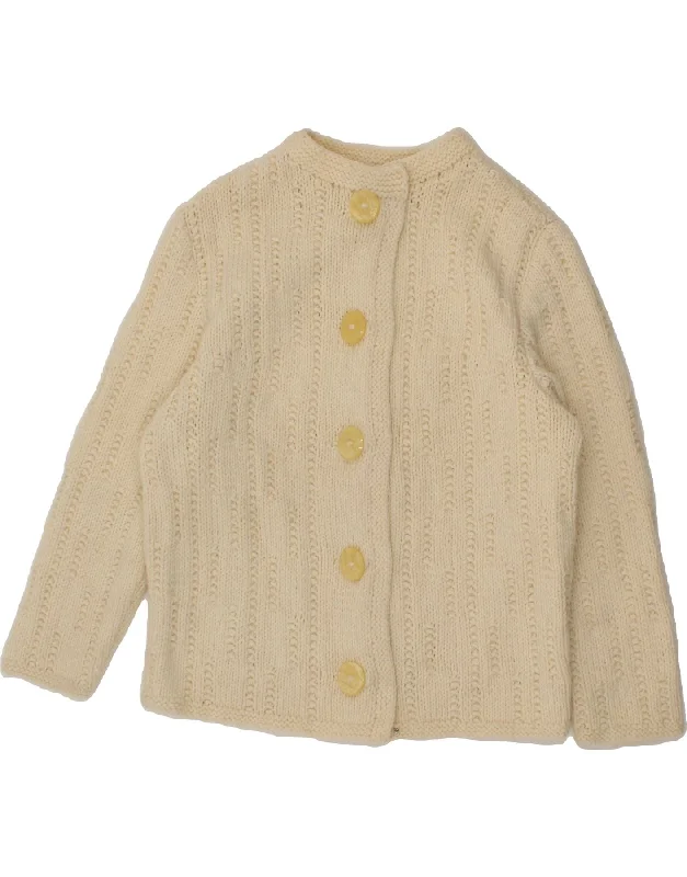 VINTAGE Womens Cardigan Sweater UK 14 Large Beige Elegant Classic Vintage