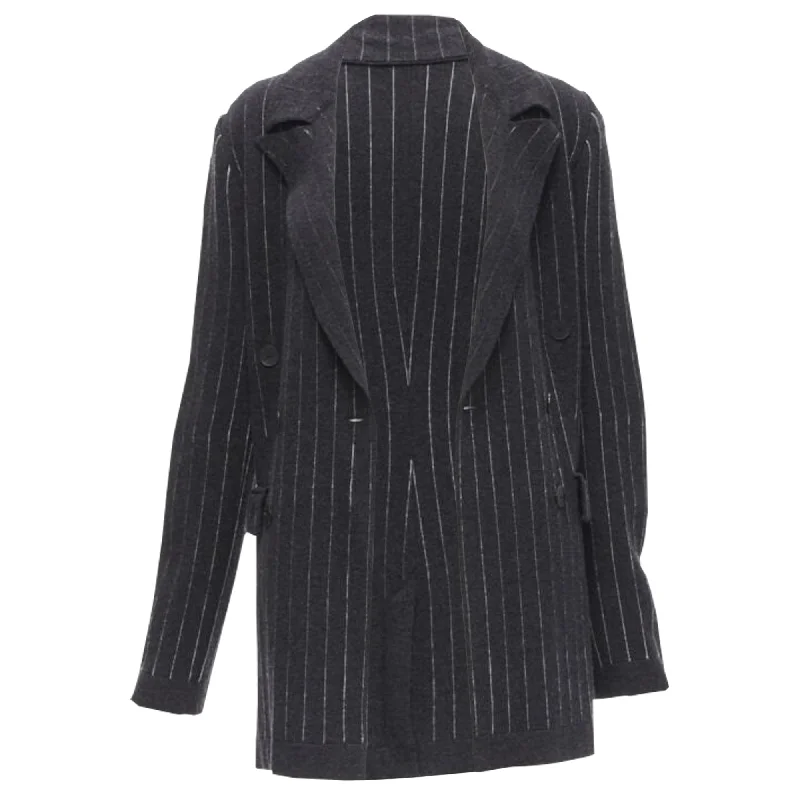 Barrie cashmere pinstriped double breasted blazer cardigan Handmade Hand-knitted Hand-woven