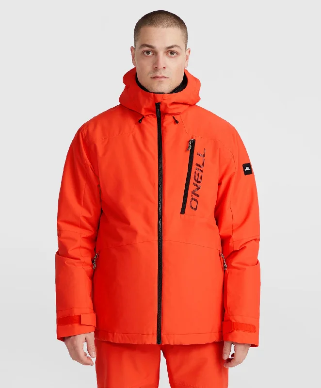 Men's Hammer Snow Jacket - Paprika Flame Snapped Jacket Toggled Jacket Drawstring Jacket