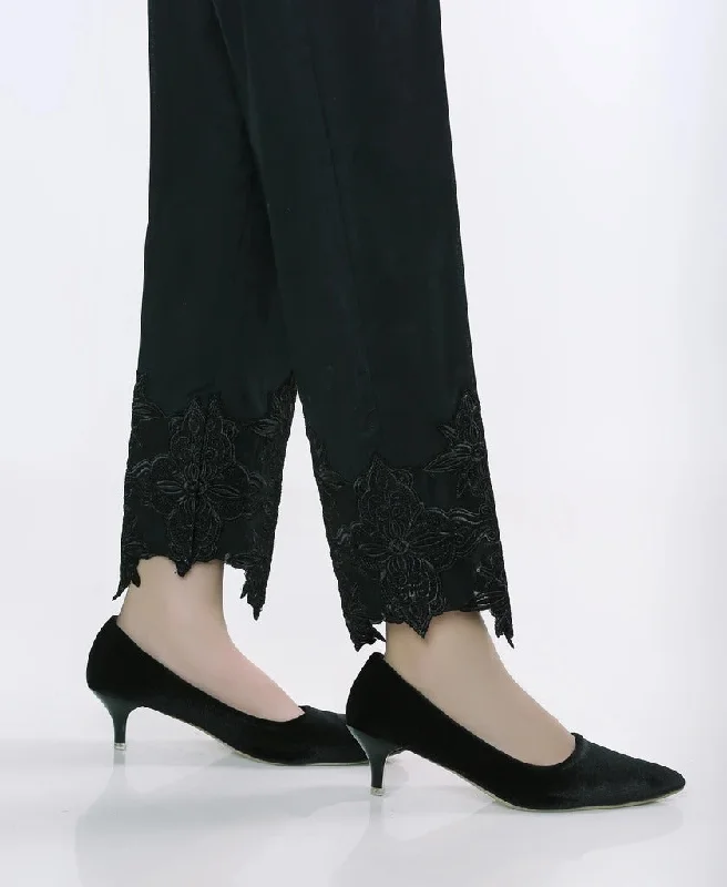 Lakhany 01 Piece Embroidered Stitched Trousers LSM-T-1612-Black Trousers Elastic Waist Soft