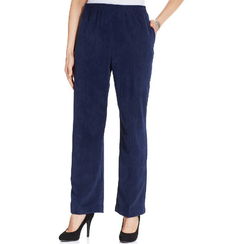 Alfred Dunner Womens Petites Corduroy High Rise Trouser Pants Trousers fashionable trendy