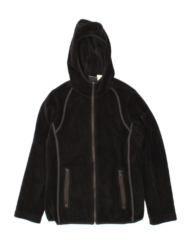 CMP Womens Hooded Fleece Jacket UK 10 Small  Black Polyester Rayon Fabric Velvet Fabric Corduroy Fabric