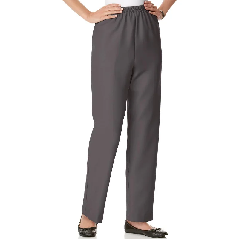 Alfred Dunner Womens Petites High Waist Straight Leg Trouser Pants Trousers Denim Blue