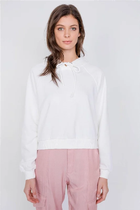 White Cotton Open Back Relaxed Fit Adjustable Hoodie Sweatshirt Hoodie with Cuffed Sleeves Snug Secure White Cotton Open Back Relaxed Fit Adjustable Hoodie Sweatshirt Hoodie with Cuffed Sleeves Snug Secure