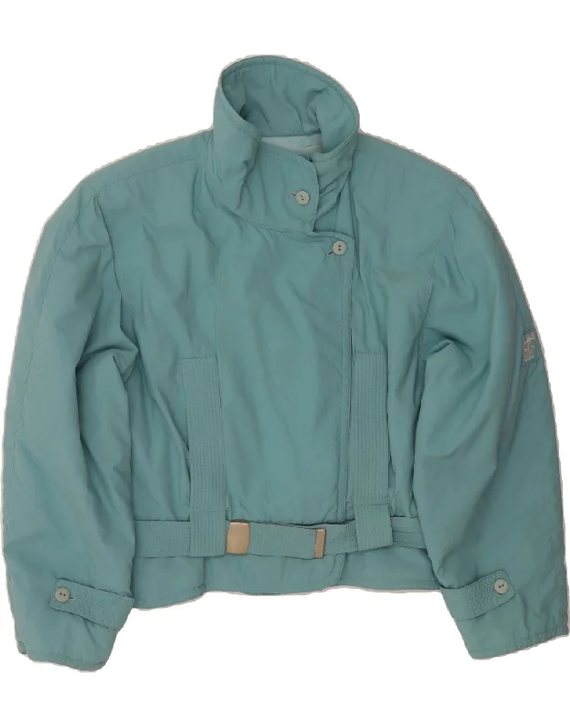 BELFE Womens Bomber Jacket UK 16 Large Blue Polyamide One-Shoulder Jacket Off-the-Shoulder Jacket Asymmetrical Jacket