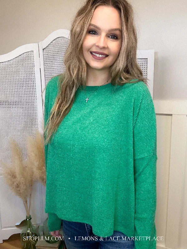 Kelly Green Ribbed Dolman Sweater Beaded Sweater Sequined Faux Fur