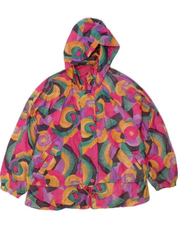 VINTAGE Womens Abstract Pattern Windbreaker Jacket EU 34 XS Multicoloured Cotton Fabric Linen Fabric Terry Fabric