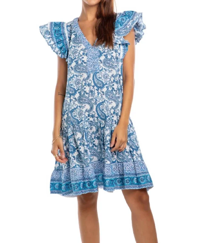 Kaila Dress In Blue Paisley