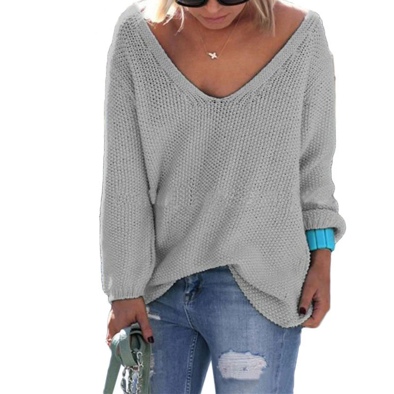 Casual slim autumn sweater V neck loose solid 6 colors women's sweaters and pullovers knitwear jumper ladies pullover Fleece Fabric Down Fabric Feather Fabric Casual slim autumn sweater V neck loose solid 6 colors women's sweaters and pullovers knitwear jumper ladies pullover Fleece Fabric Down Fabric Feather Fabric